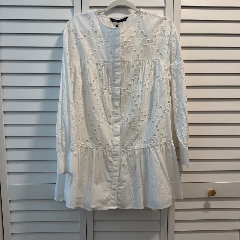 Zara White Eyelet Dress